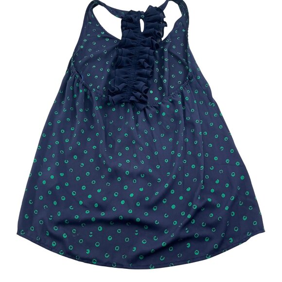 Naked Zebra Navy & Green Polka Dot Ruffle Halter Top Small blouse - Picture 5 of 5